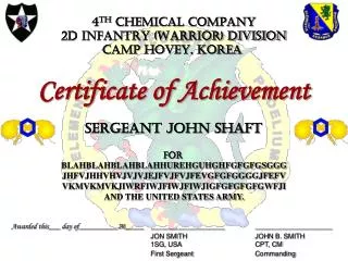 4 th CHEMICAL COMPANY 2d INFANTRY (WARRIOR) DIVISION CAMP HOVEY, KOREA