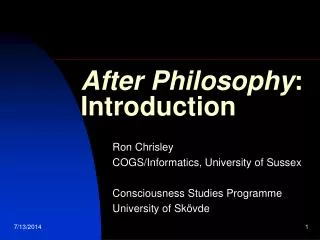 After Philosophy : Introduction