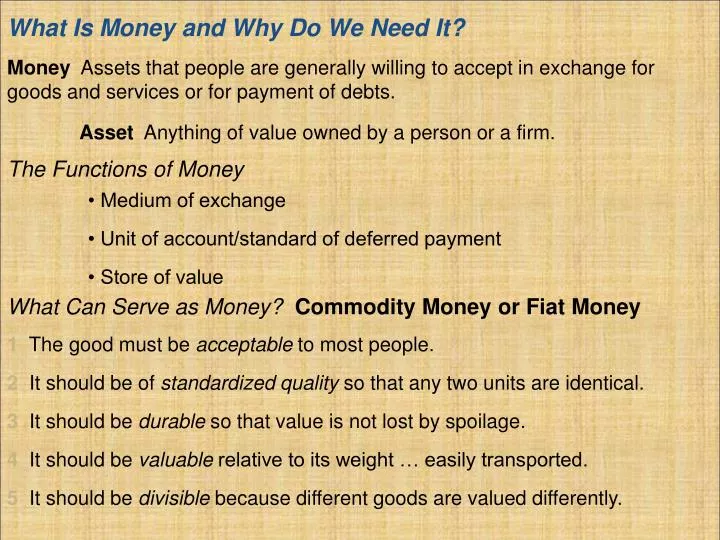 what is money and why do we need it