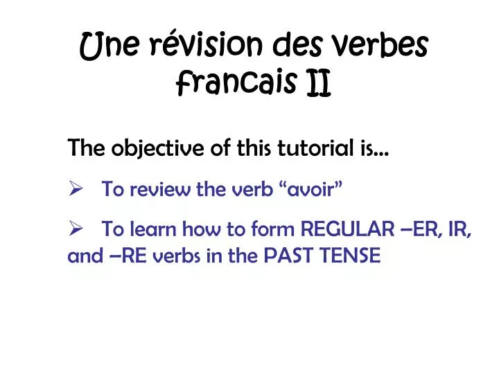 une r vision des verbes francais ii