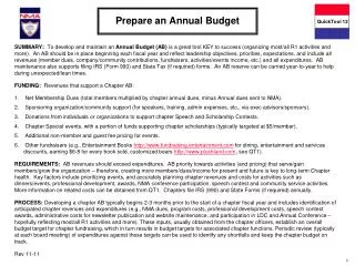 Prepare an Annual Budget