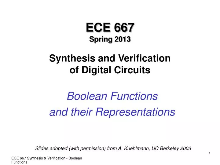 ece 667 spring 2013 synthesis and verification of digital circuits
