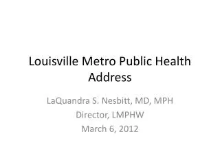 Louisville Metro Public Health Address