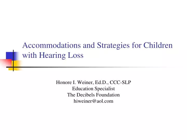 accommodations and strategies for children with hearing loss