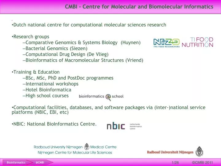 cmbi centre for molecular and biomolecular informatics