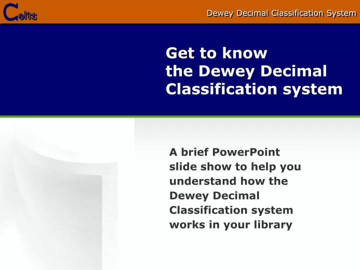 get to know the dewey decimal classification system