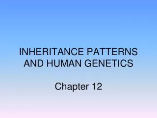 INHERITANCE PATTERNS AND HUMAN GENETICS Chapter 12