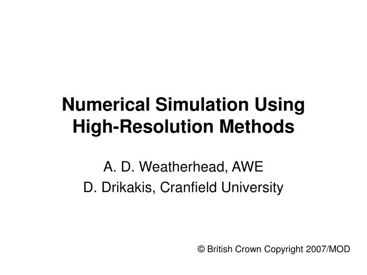 numerical simulation using high resolution methods