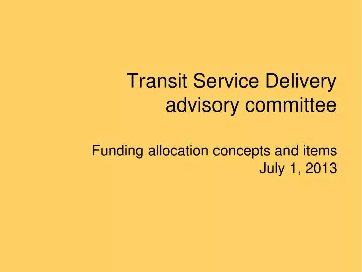 transit service delivery advisory committee
