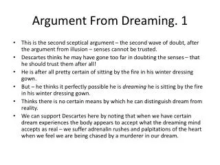 Argument From Dreaming. 1