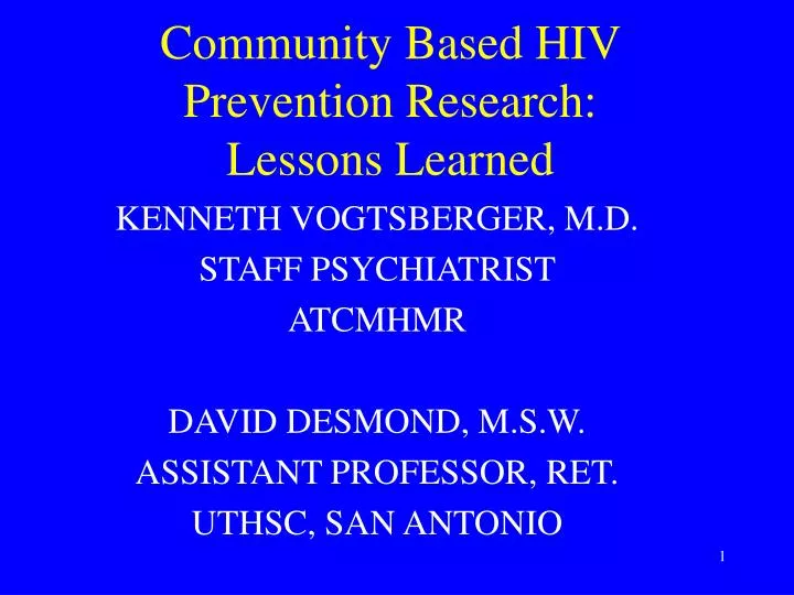 community based hiv prevention research lessons learned