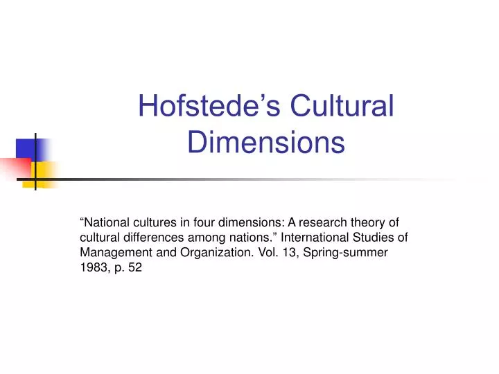 hofstede s cultural dimensions