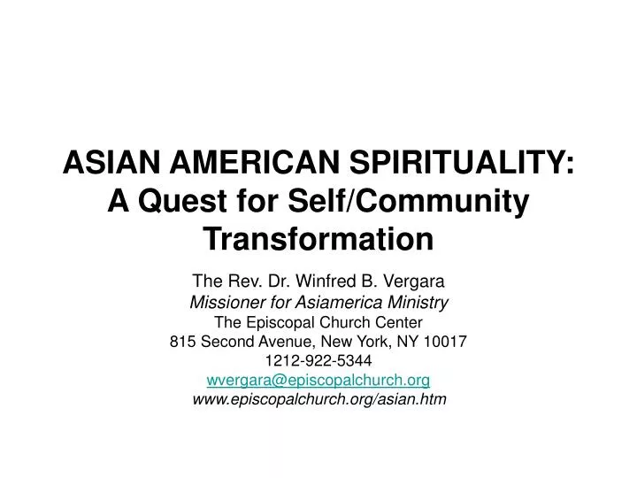 asian american spirituality a quest for self community transformation
