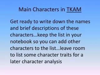 Main Characters in TKAM