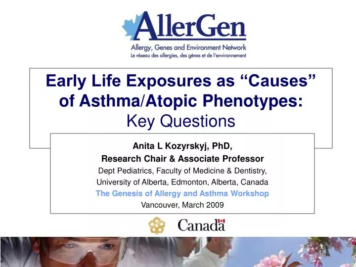 early life exposures as causes of asthma atopic phenotypes key questions