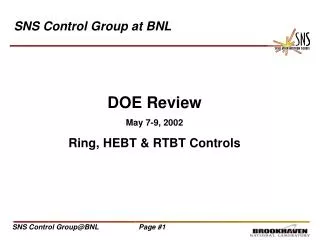 SNS Control Group at BNL