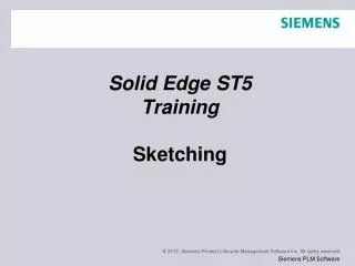 Solid Edge ST5 Training Sketching
