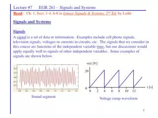 Lecture #7 EGR 261 – Signals and Systems