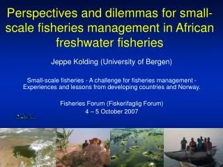 Perspectives and dilemmas for small-scale fisheries management in African freshwater fisheries