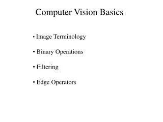 Computer Vision Basics