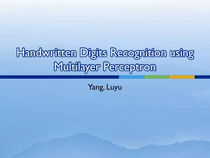 handwritten digits recognition using multilayer perceptron