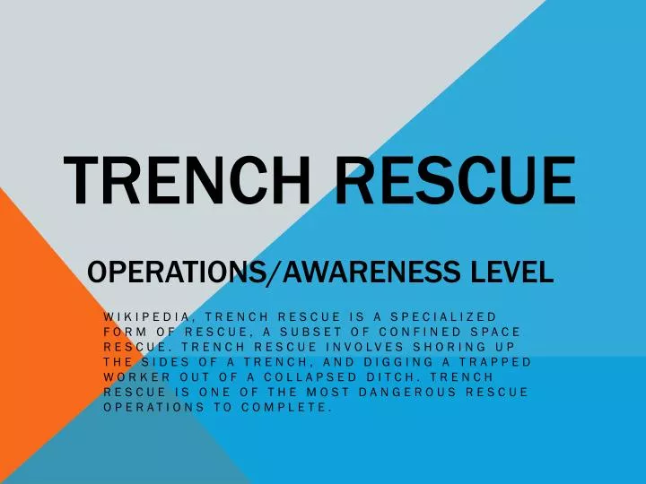 trench rescue operations awareness level