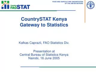 CountrySTAT Kenya Gateway to Statistics