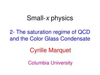 Small- x physics 2- The saturation regime of QCD and the Color Glass Condensate