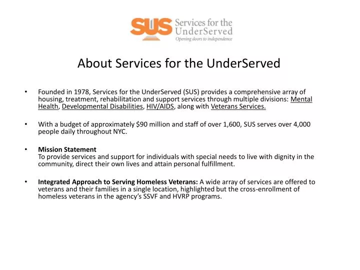 about services for the underserved