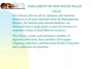 PARLIAMENT OF NEW SOUTH WALES Library