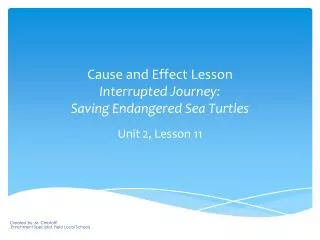 Cause and Effect Lesson Interrupted Journey: Saving Endangered Sea Turtles