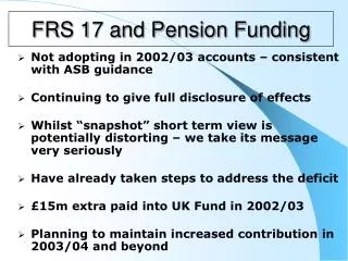 FRS 17 and Pension Funding
