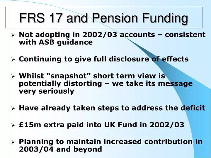 frs 17 and pension funding