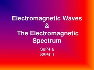 Electromagnetic Waves &amp; The Electromagnetic Spectrum