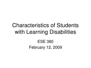 Characteristics of Students with Learning Disabilities