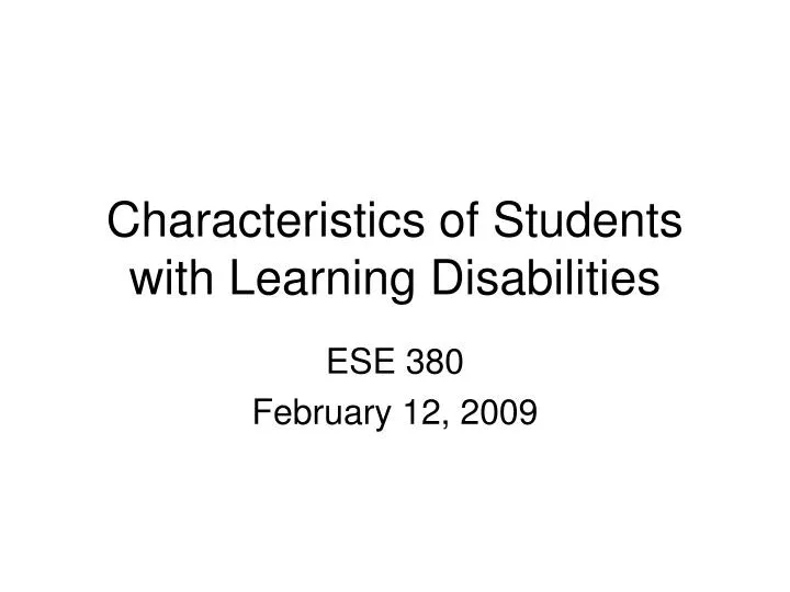 characteristics of students with learning disabilities