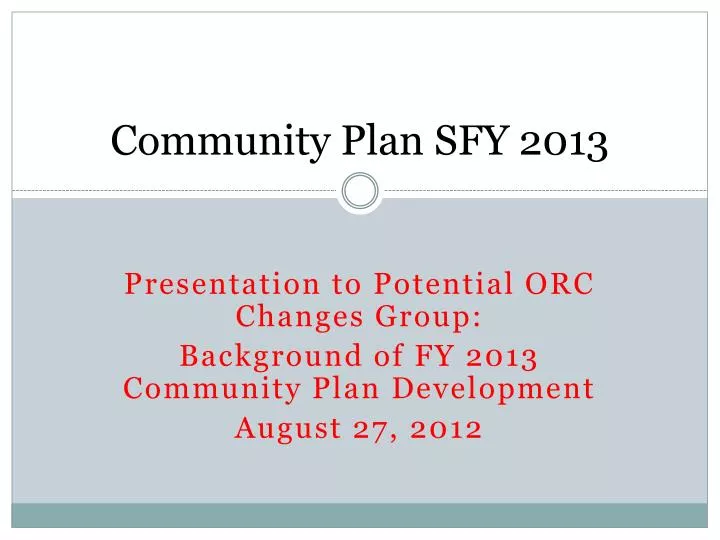 community plan sfy 2013