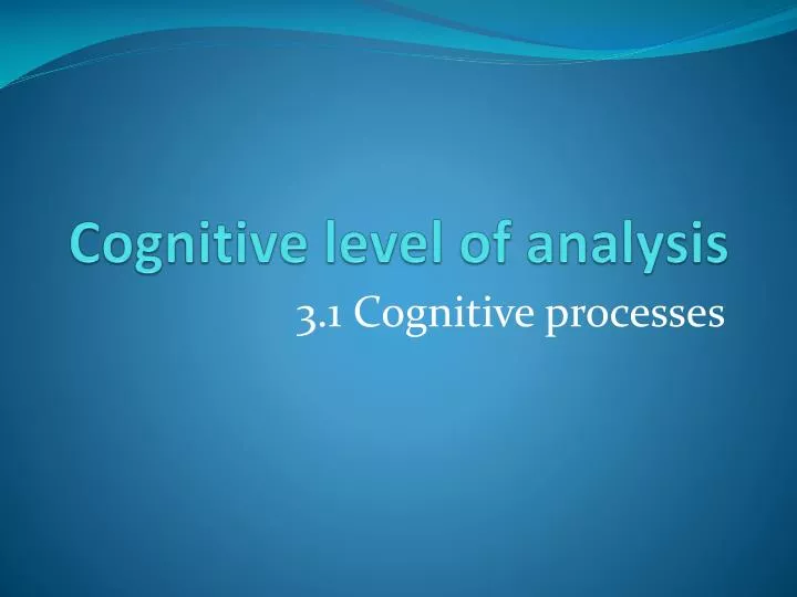 cognitive level of analysis