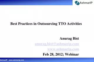 Best Practices in Outsourcing TTO Activities