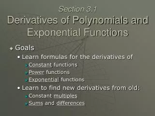 Section 3.1 Derivatives of Polynomials and Exponential Functions