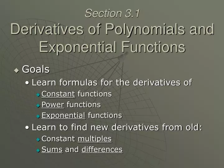 section 3 1 derivatives of polynomials and exponential functions