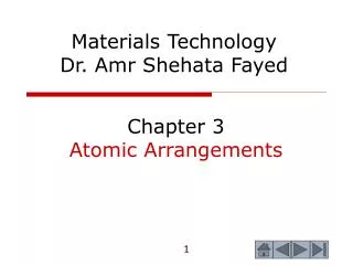 Materials Technology Dr. Amr Shehata Fayed