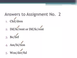 Answers to Assignment No. 2