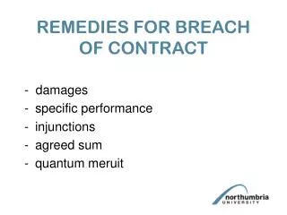 REMEDIES FOR BREACH OF CONTRACT