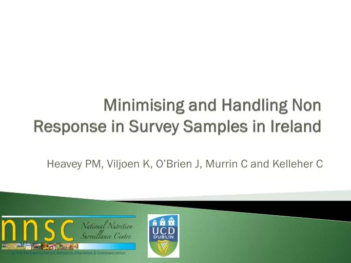 minimising and handling non response in survey samples in ireland