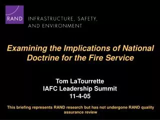 Examining the Implications of National Doctrine for the Fire Service