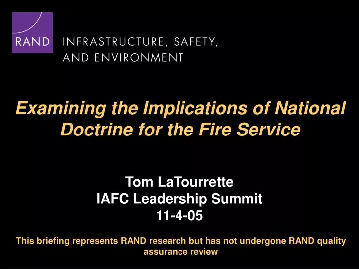 examining the implications of national doctrine for the fire service