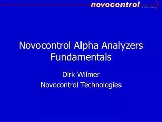 Novocontrol Alpha Analyzers Fundamentals