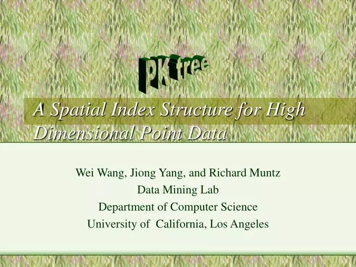 a spatial index structure for high dimensional point data