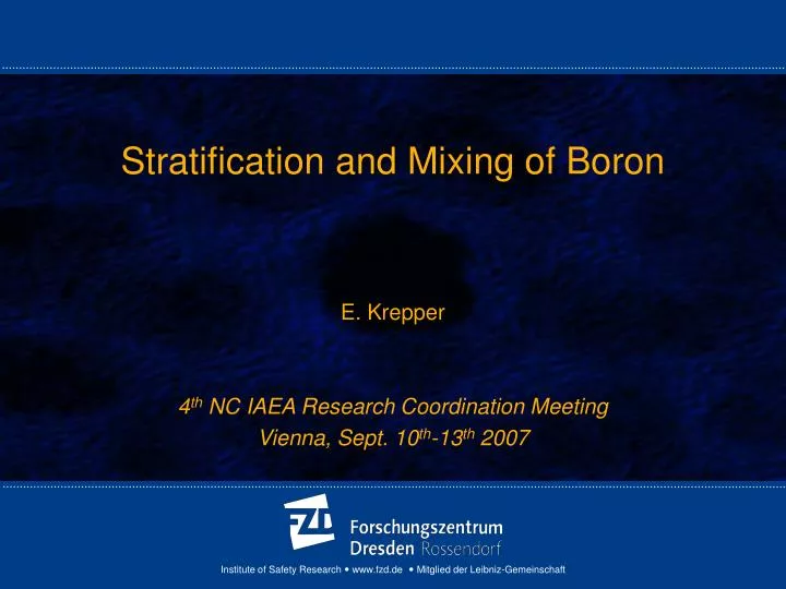stratification and mixing of boron